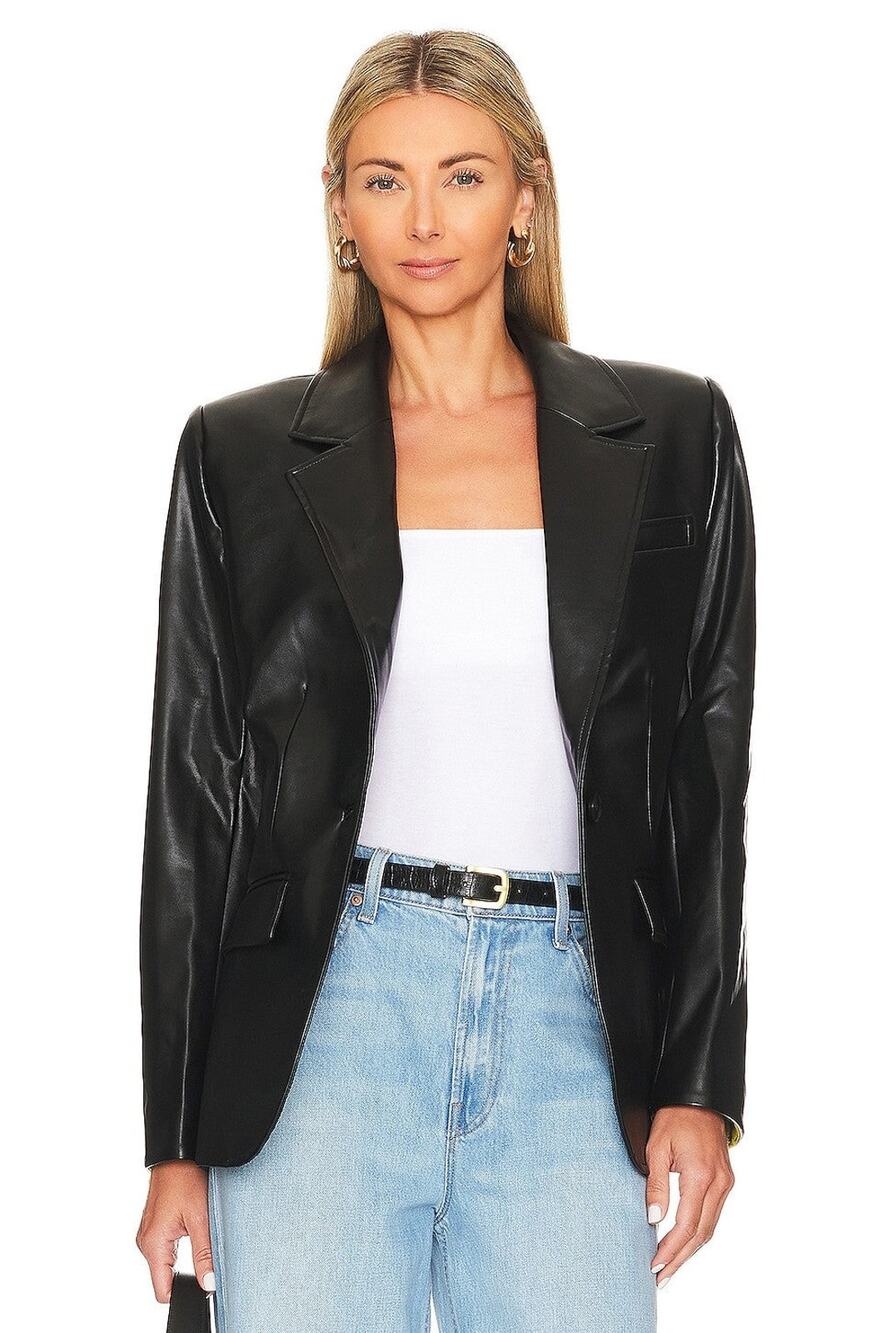 L'Academie Theo Leather Blazer - S